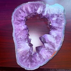 Large Amethyst Geode Crystal Slice Polished Cut Base/ Home / Accents / Decor